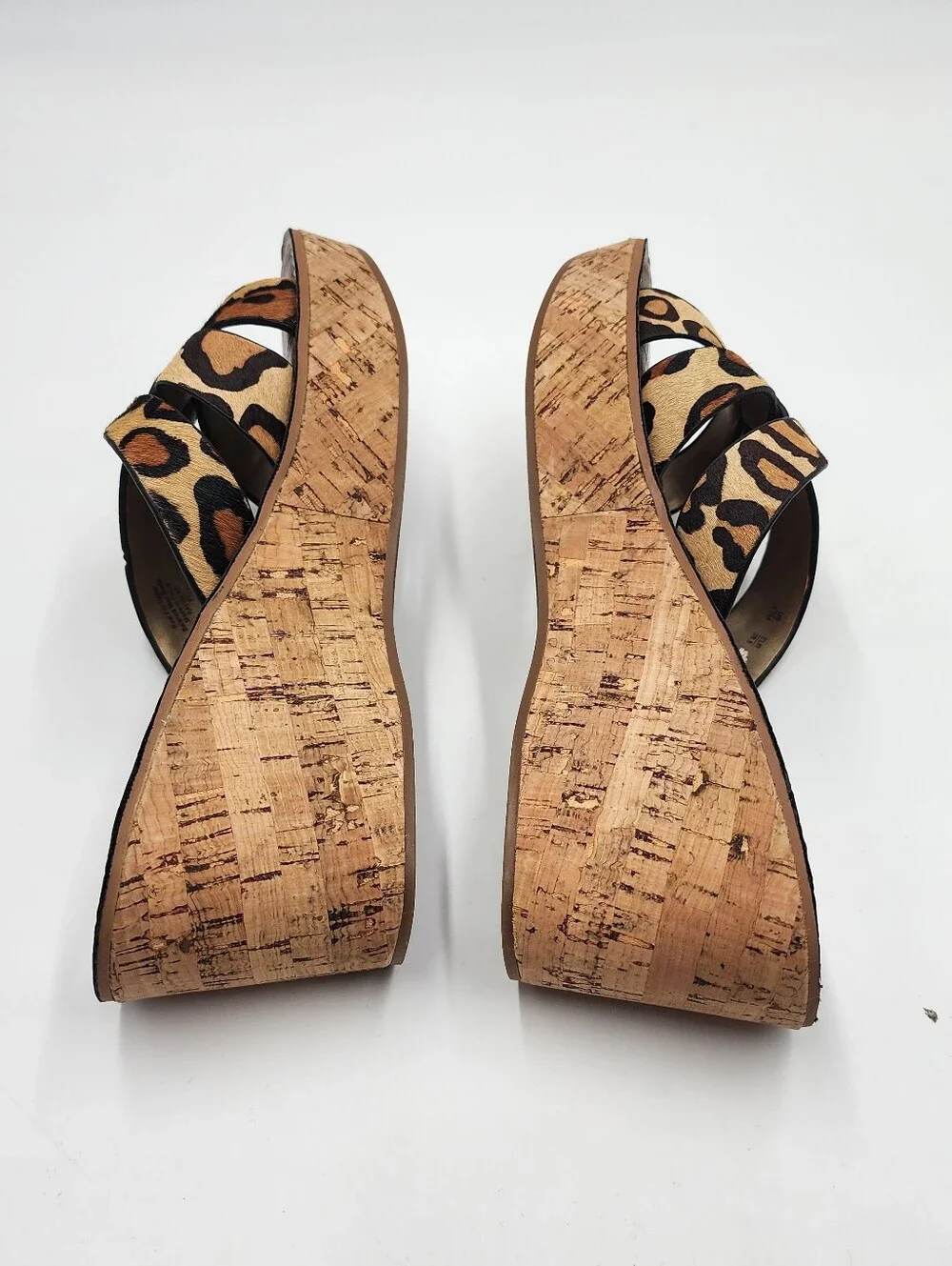 sam edelman Reid Leopard Print Cork Wedge Size 8 1/2 M read description